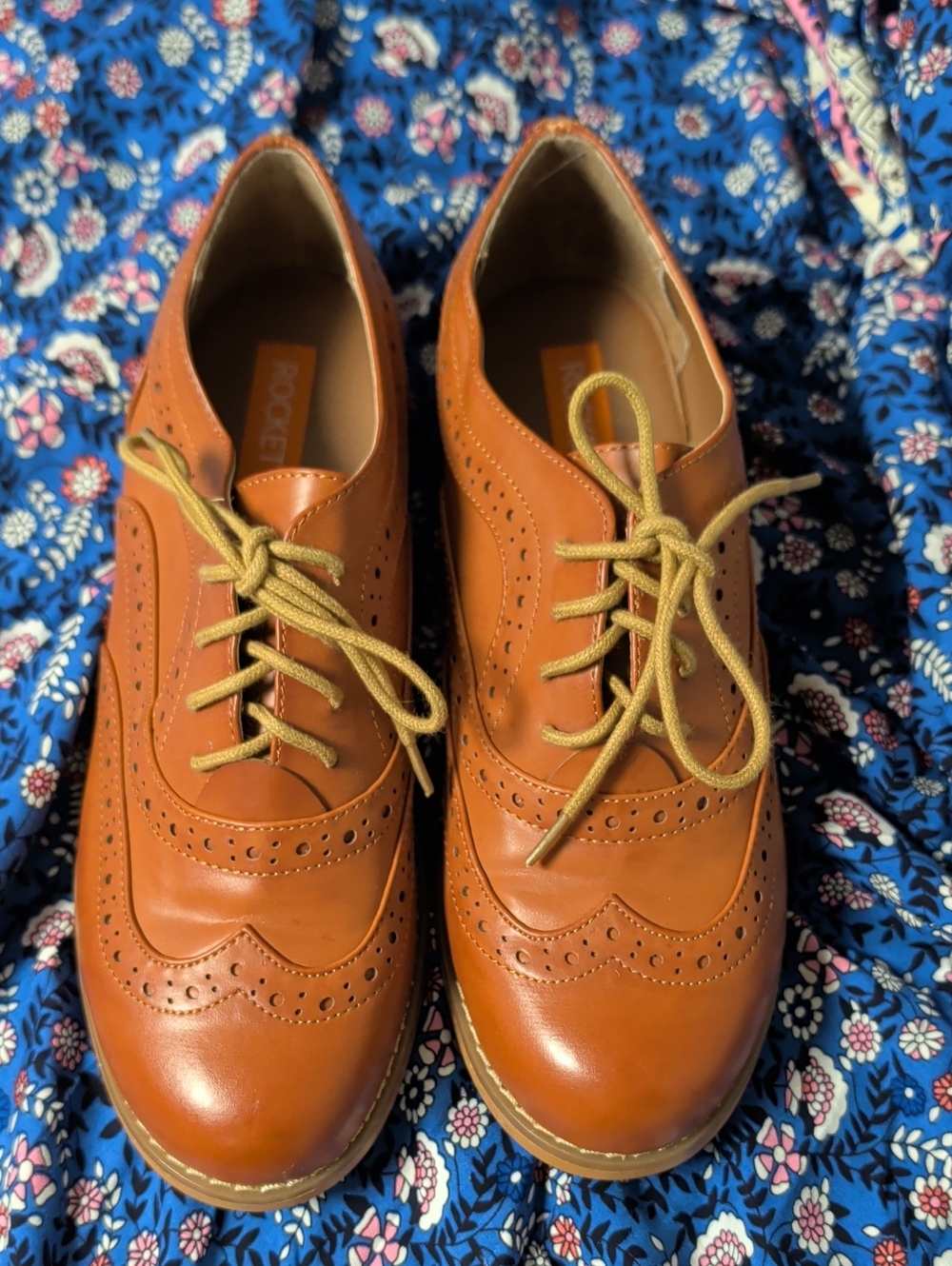 Rocket Dog Tan Cognac Wingtip Oxford Flats